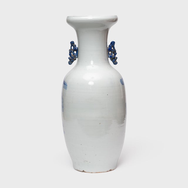 Asian Chinese Blue & White Phoenix Tail Vase, C. 1850 For Sale - Image 3 of 5