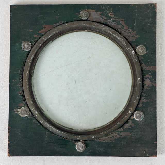 Nautical Salvaged Nautical Ship Bronze Porthole, Framed in Old Wood for Decorative Purposes, Home Accent For Sale - Image 3 of 5