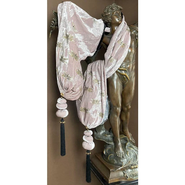 Mediterranean Dragonfly Silk Velvet Throw For Sale - Image 3 of 4