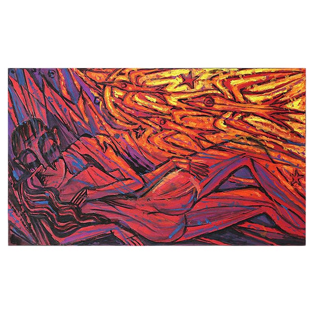 Emil Betzler, Couple in Red, German Expressionist Painting For Sale