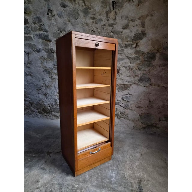 Vintage Oak Roll Top Cabinet, France, 1960s For Sale - Image 17 of 18