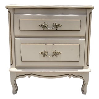 Vintage French Provincial Ivory & Gold Side/End Table Nightstand For Sale