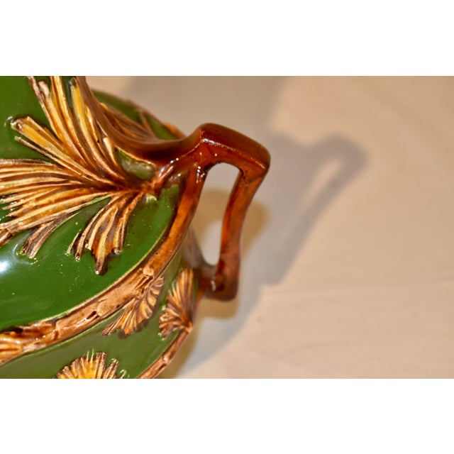 19th Century Art Nouveau Majolica Lamps - Pair For Sale - Image 11 of 14