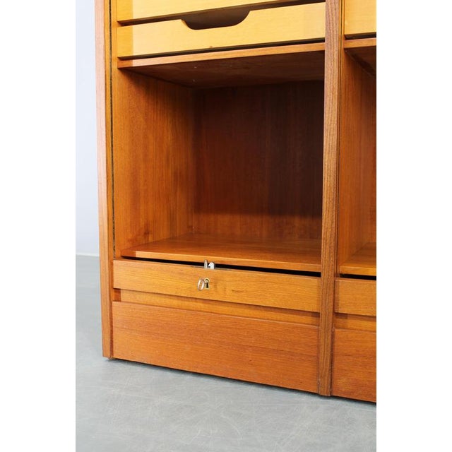 Brown Mid-Century Tambour Office Cabinet, Denmark, 1960s For Sale - Image 8 of 16