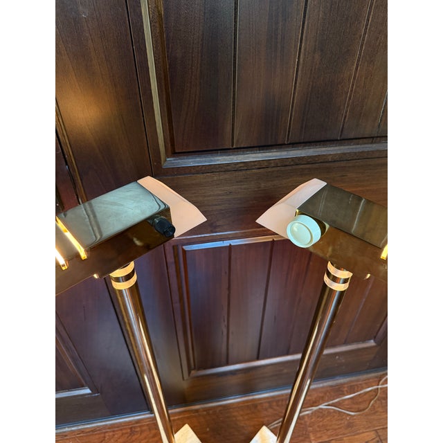 Vintage Postmodern Lucite and Brass Floor Lamps - Pair For Sale In Houston - Image 6 of 12