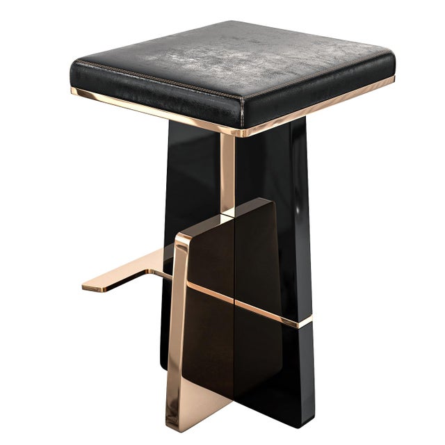 "Diamente" Bar Stool With Stainless Steel and Bronze For Sale In Los Angeles - Image 6 of 7