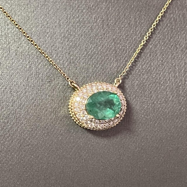 Natural Emerald Diamond Necklace 14k Gold 6.29 Tcw Certified For Sale In New York - Image 6 of 12