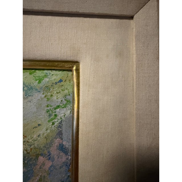 Mid 20th Century Expressive Abstract Landscape Oil Painting, Double Matted With Gold Frame For Sale - Image 10 of 13