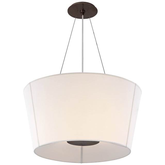 Hoop Medium Inverted Hanging Shade in Bronze with Linen Shade Designer: Barbara Barry Fixture Height: 13.5" Min. Custom...