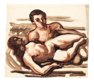 Couple - Original Drawing in Mixed Media - 20th century 20th century