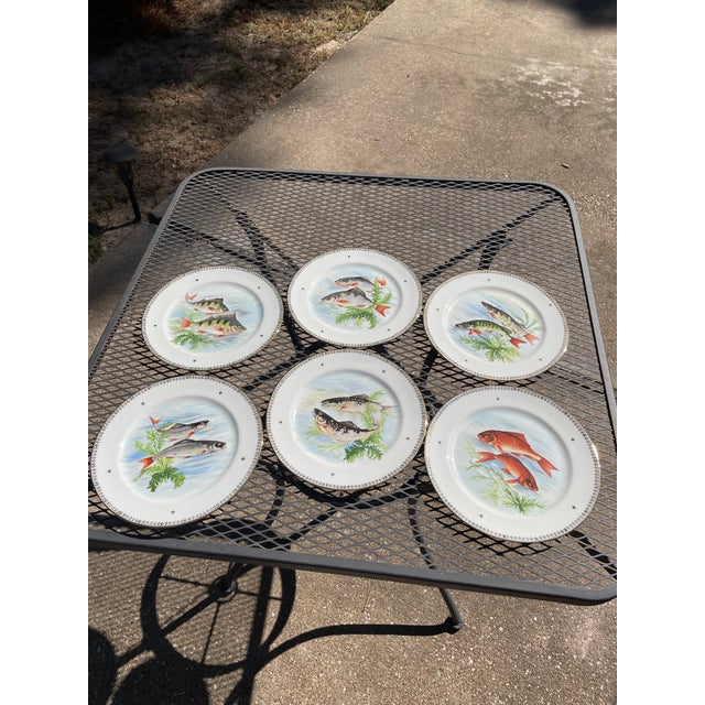 Late 19th Century French Limoges Charles Ahrenfeldt Fish Dinner Plates, Set of Six For Sale - Image 14 of 16