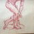 Vintage Original Red Ink Male Life Drawing For Sale - Image 4 of 6