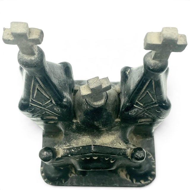 Vintage Mexican Barro Negro Black Clay Mission Church Cathedral Folk Art Pottery For Sale - Image 4 of 10