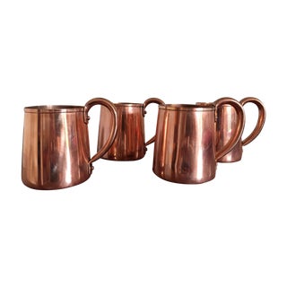 Vintage European Copper Mugs - Set of 4 For Sale