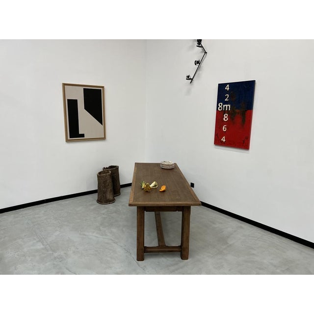 French Farm Table in Oak and Walnut, 1950s For Sale - Image 9 of 18