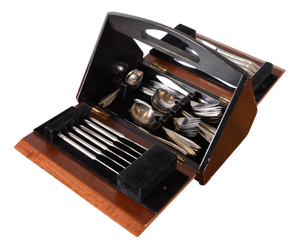 Mid-Century Cased Inka Stainless Steel 6-Setting Cutlery Set by Erik Herlow for Norstaal, Norway, 1956, Set of 54