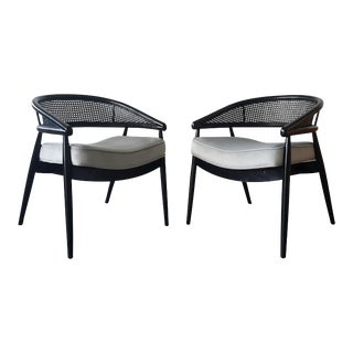 James Mont Ebonized Lounge Chairs - A Pair For Sale
