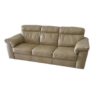 Natuzzi Editions Mocha Colored Leather Sofa For Sale