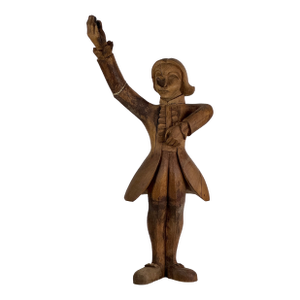 Rare & Unique 18th Century Hand Carved Wooden Sculpture of a Minstrel