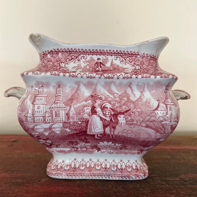 Vintage Old British Castles Pink Small Tureen, Repurposed Vase For Sale - Image 9 of 12