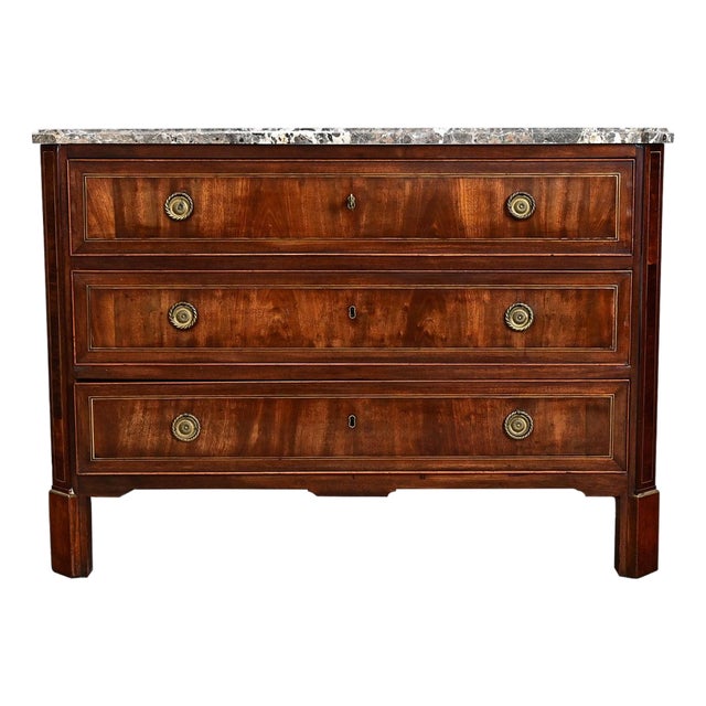 French 19th Century Mahogany Marble-top Commode For Sale