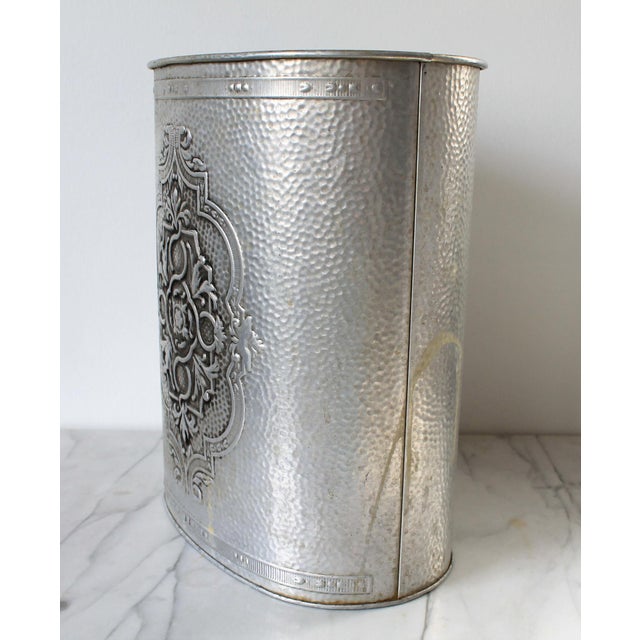 Vintage Reynolds Hammered Aluminum Waste Basket For Sale In Milwaukee - Image 6 of 10