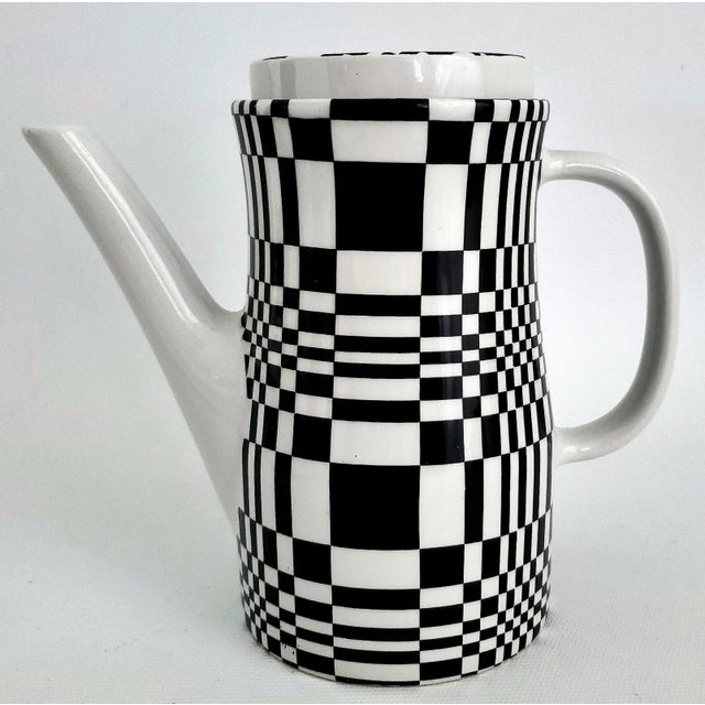 White 1960s Op Art Espresso Coffee Set Demitasse Pitcher Cups Saucers Tray For Sale - Image 8 of 12