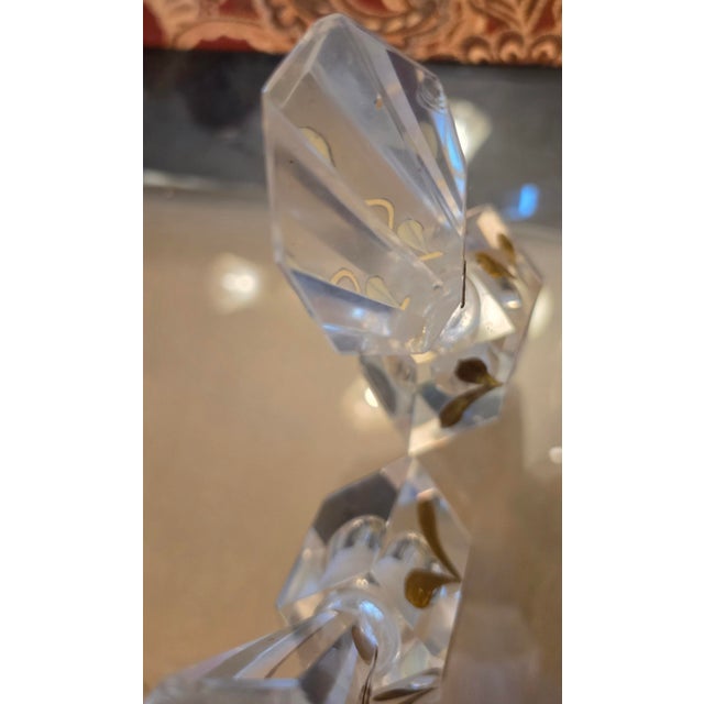 Mid 20th Century Mid-Century Pair Beautiful Large Cut Clear Crystal Prism Perfume Bottle Etched Gold Floral For Sale - Image 5 of 8