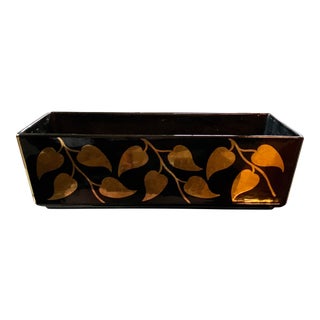 Mid 20th Century Black & Gold Leaf Planter For Sale
