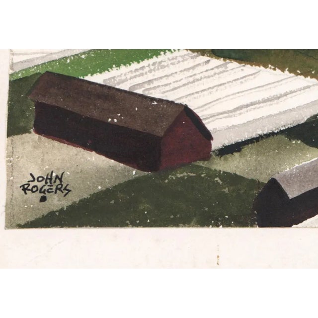 John Rogers (1906-1985) "Mountain River Landscape", watercolor on mount, signed lower left. 1930s WPA style with...