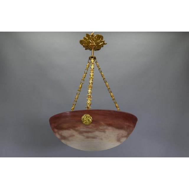 Pendant Light with White and Burgundy Glass from Muller Frères Luneville, 1920s For Sale - Image 16 of 18