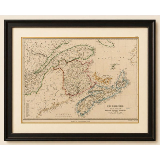 This finely engraved map of eastern canada was published by w. G. Blackie in scotland around 1860 and offers a detailed...