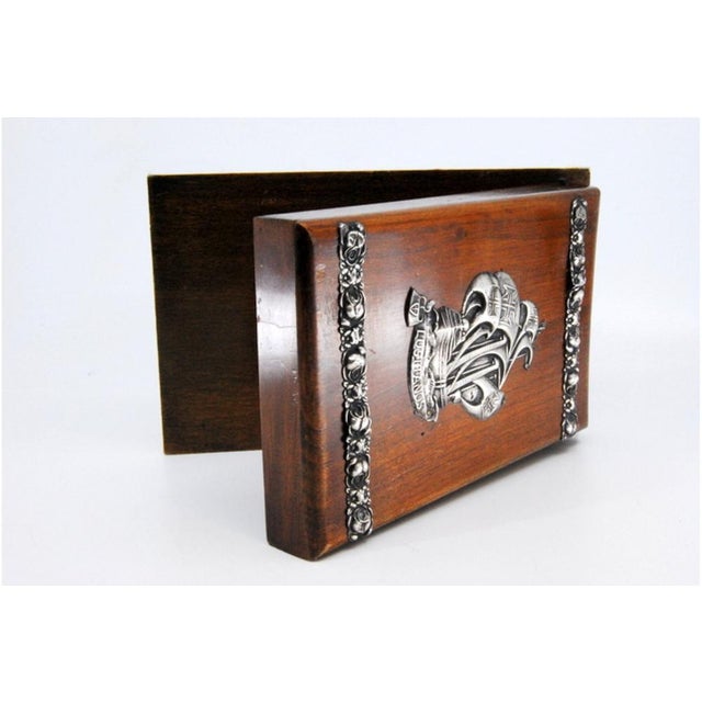 Wooden Notepad Holder with Silver Applications For Sale - Image 6 of 11
