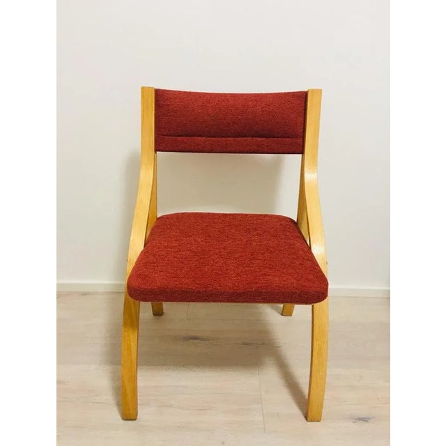 Mid-Century Modern Red Dining Chairs by Ludvig Volak for Drevopodnik Holesov, 1950s, Set of 4 For Sale - Image 3 of 11