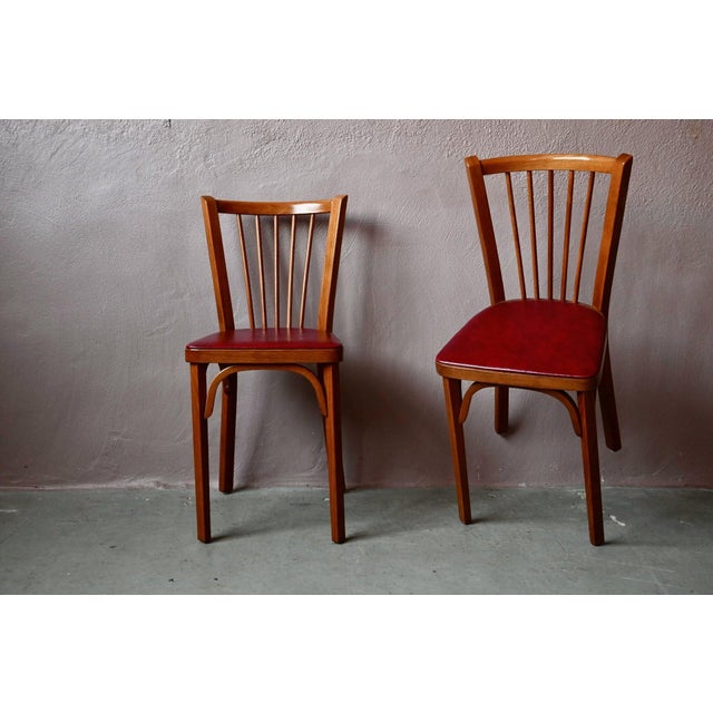 Vintage Bistro Chairs with Spindles and Imitation Leather Seats from Baumann, 1980s, Set of 2 For Sale - Image 4 of 14