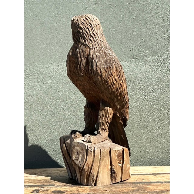 This striking vintage eagle statue is a masterclass in rustic Americana folk art, offering a powerful sense of character...