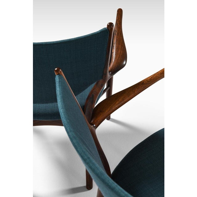 Wood Armchairs in Rosewood and Fabric attributed to Finn Juhl, 1946, Set of 2 For Sale - Image 7 of 10