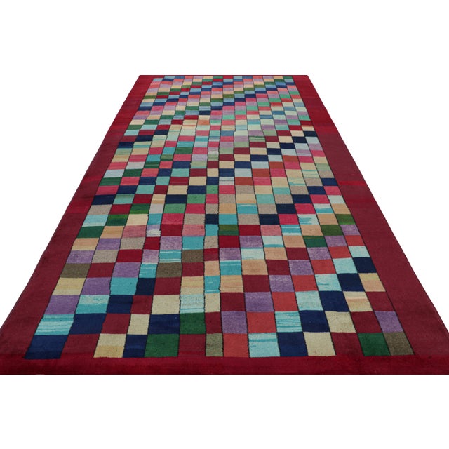 1960s Vintage Zeki Müren Rug With Polychromatic Geometric Pattern From Rug & Kilim For Sale - Image 5 of 8