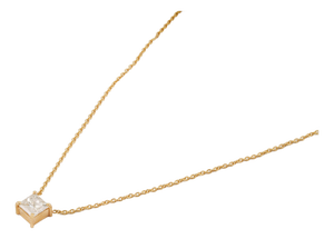 Princess-Cut Diamond Solitaire Pendant Necklace in 14k Yellow Gold