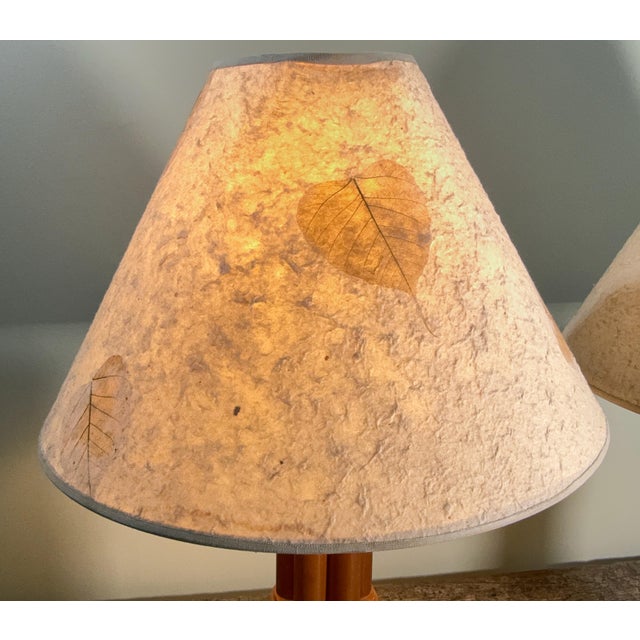 Mid 20th Century Coastal / Regency Faux Bamboo Table Lamps With Natural Fiber Shades - A Pair For Sale - Image 5 of 9