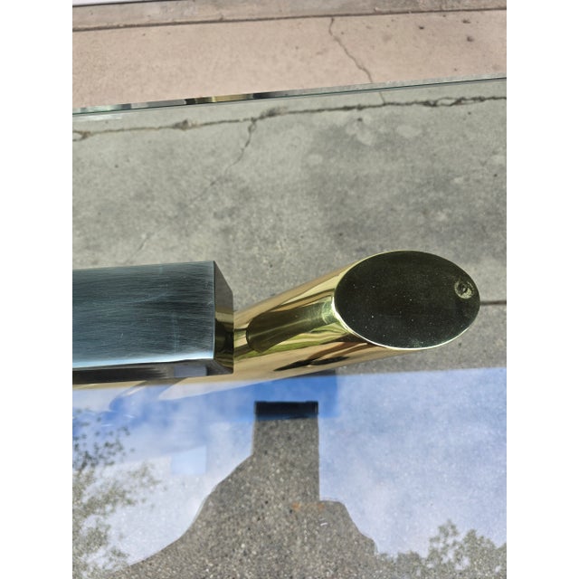 1980s Postmodern Kaizo Oto for Design Institute of America Style Glass Top Console Table For Sale - Image 12 of 12