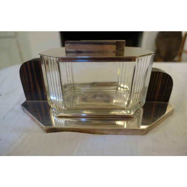 1930s Art Deco Glass and Chrome Metal Biscuit Jar, 1930s For Sale - Image 5 of 5