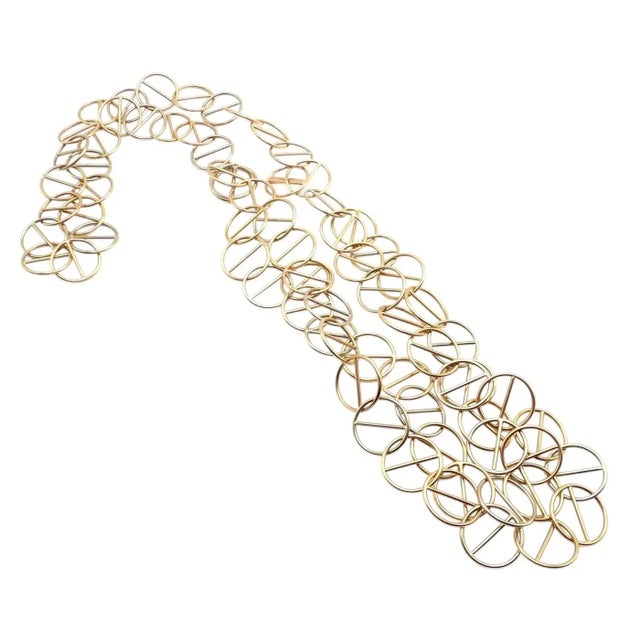 18k Yellow Gold Caleche Extra Long or Layered Circular Link Chain Necklace by Hermes. An elegant Hermès Caleche necklace...