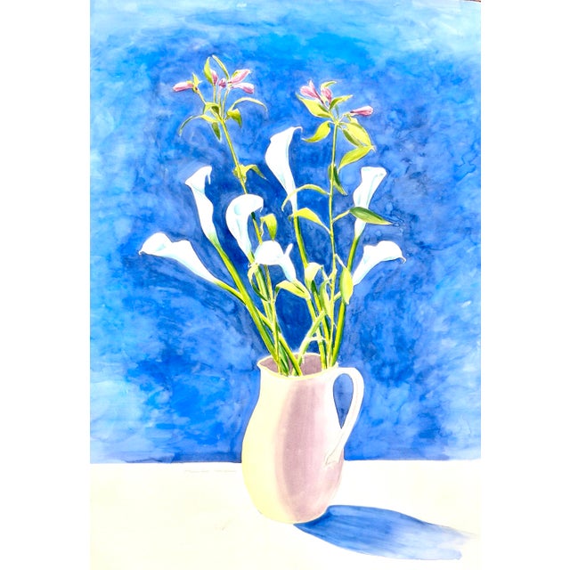 Contemporary "French Flowers and Lilies" Still Life Drawing For Sale