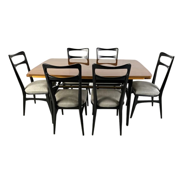 Mid-Century Italian Dining Set, 1950s, Set of 7 For Sale