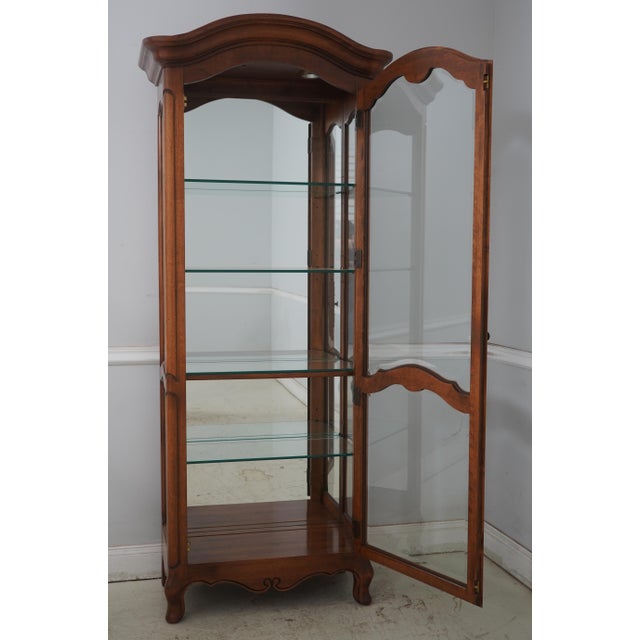 French Country 1980s Ethan Allen French Country Birch Curio Display Cabinet For Sale - Image 3 of 17