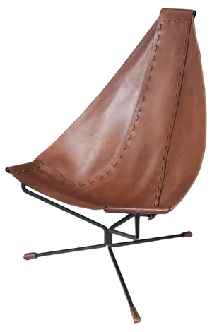 Enclosed Lotus Lounge Chair in Leather and Steel by Dan Wenger