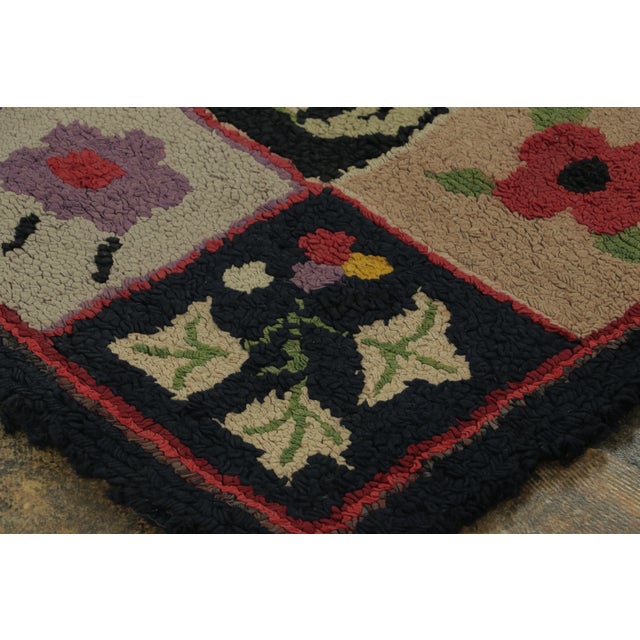 Traditional Antique Hooked Rug With Floral Panels in Checkered Grid - Rug & Kilim For Sale - Image 3 of 9