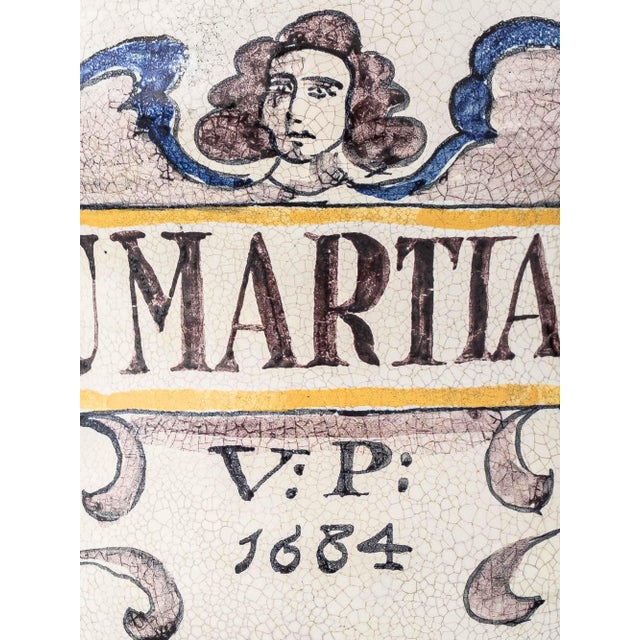 Italian Apothecary Jar Table Lamp with New Dupion Silk Lampshade from Deruta, 1800s For Sale - Image 5 of 12