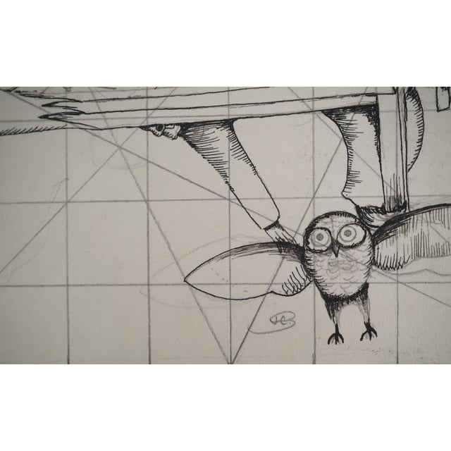 Modern Jean-Claude Silbermann, Sly Signs, The Rouge and the Owl, Original Signed Drawing For Sale - Image 3 of 6